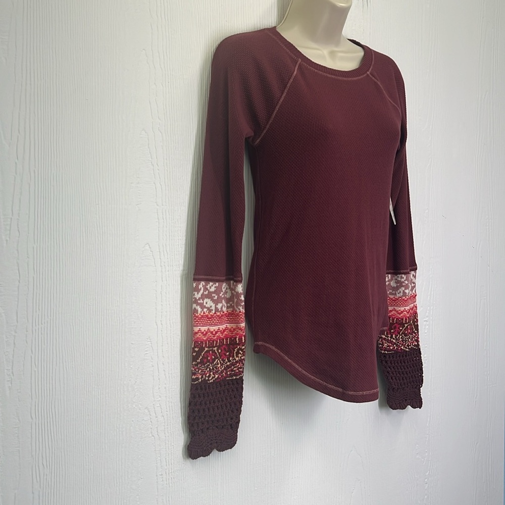 Free People - NWT In The Mix Rio Vino Thermal Long Sleeve Fun Top Size Medium - Picture 4 of 12